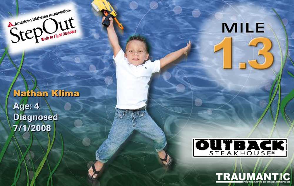 These are the original images and the final mile markers made from them for the 2010 Step Out: Walk To Stop Diabetes in Valencia, CA.  This was my first year shooting them.  It should be noted that the graphics work to create the mile markers was not done by me or my company.